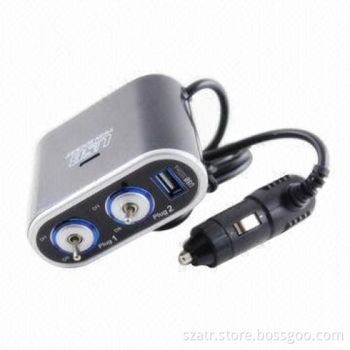 Automotive switch with twin socket with USB